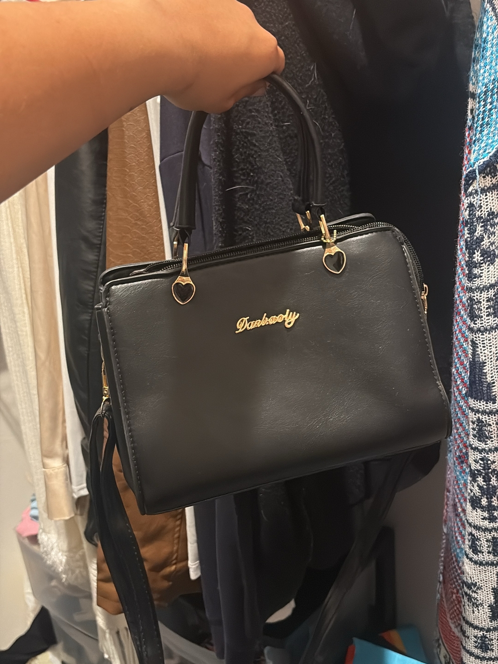 Black Structured Top-Handle Bag